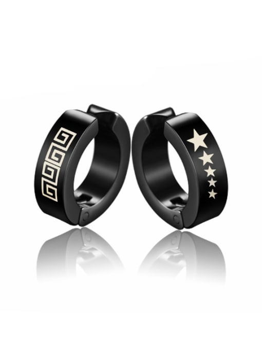 BSL Stainless Steel With Black Gun Plated Simplistic Geometric Clip On Earrings