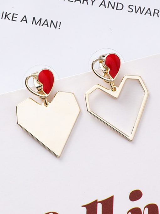 Girlhood Alloy With Rose Gold Plated Simplistic Heart Drop Earrings 1