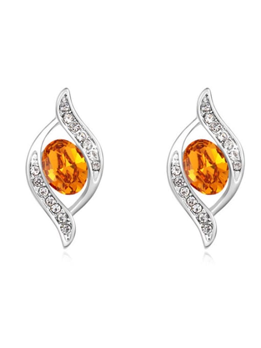 yellow Simple Oval austrian Crystals Alloy Stud Earrings