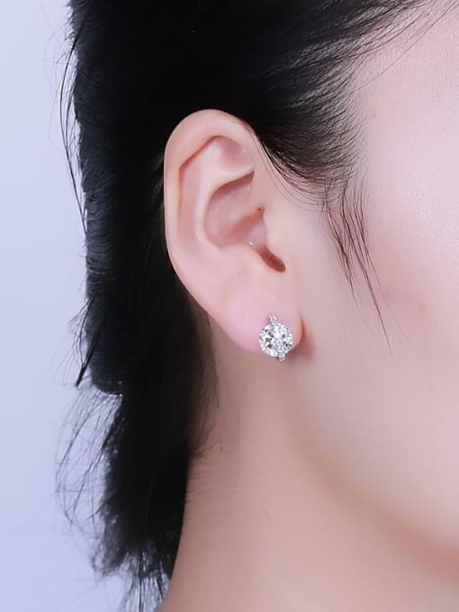 One Silver All-match 925 Silver Geometric stud Earring 1