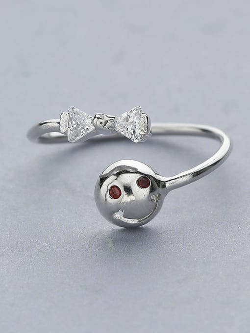 One Silver Charming Bowknot Shaped Stud Ring 2