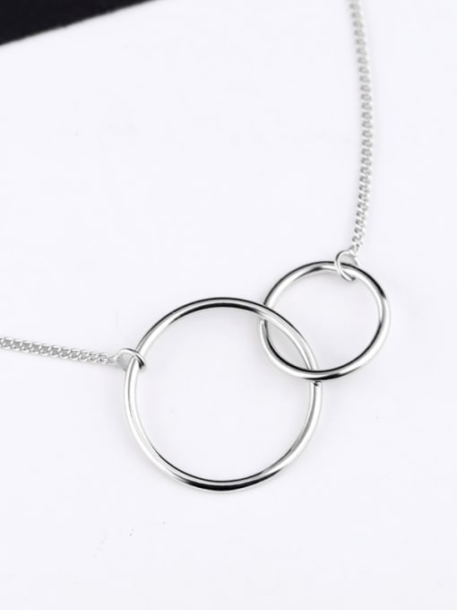 Peng Yuan Simple Double Rings Silver Necklace 0