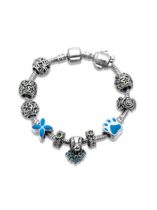 Ronaldo Cute Foot Shaped Platinum Plated Enamel Beaded Bracelet 0