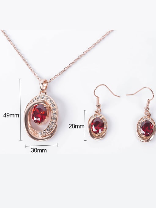 BESTIE Alloy Rose Gold Plated Fashion Artificial Stones Oval-shaped Two Pieces Jewelry Set 3