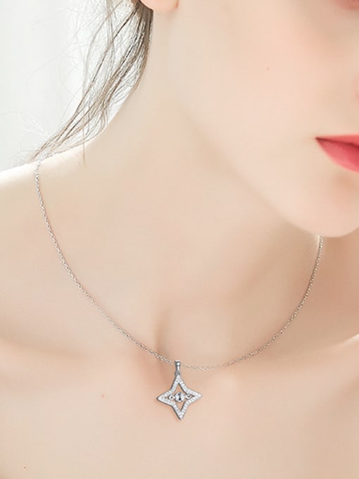 CEIDAI Simple Four-pointed Star Cubic Zircon Necklace 1