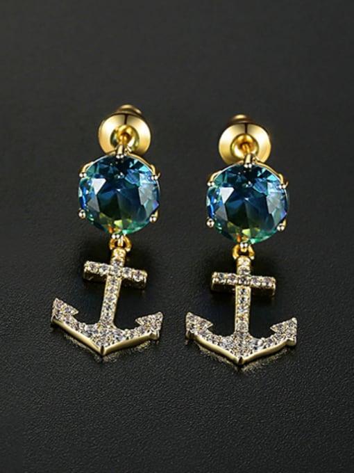 T03G22 blue Copper With Gold Plated Delicate Irregular Drop Earrings