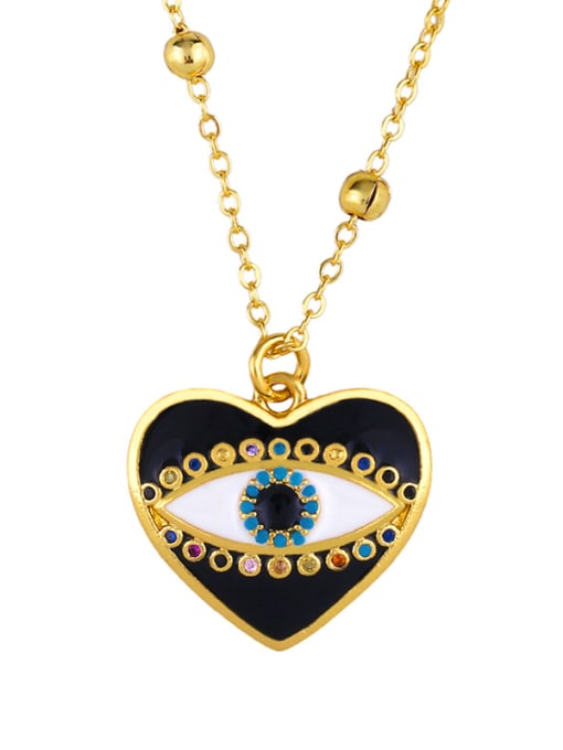 heart Copper With Enamel Trendy Evil Eye Necklaces
