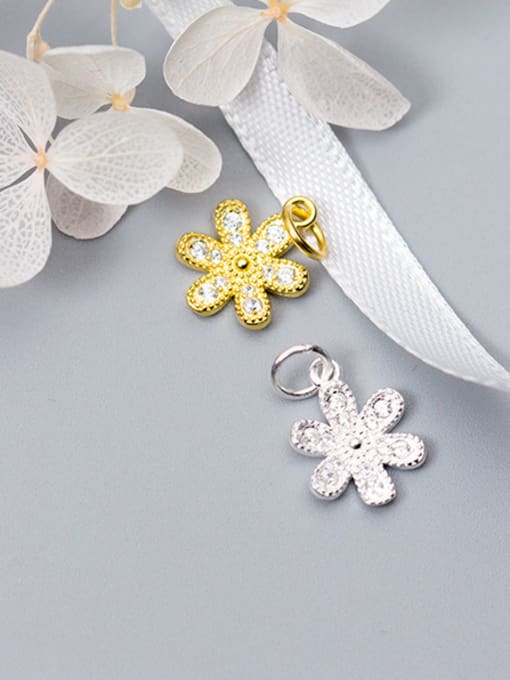 FAN 925 Sterling Silver With 18k Gold Plated Cute Flower Charms 0