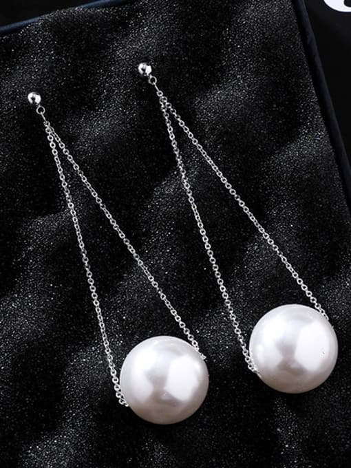 Girlhood Alloy With Rose Gold Plated Fashion Fringe  Artificial Pearl Threader Earrings 3