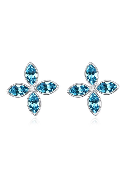 royal blue Simple Marquise austrian Crystals Flower Stud Earrings