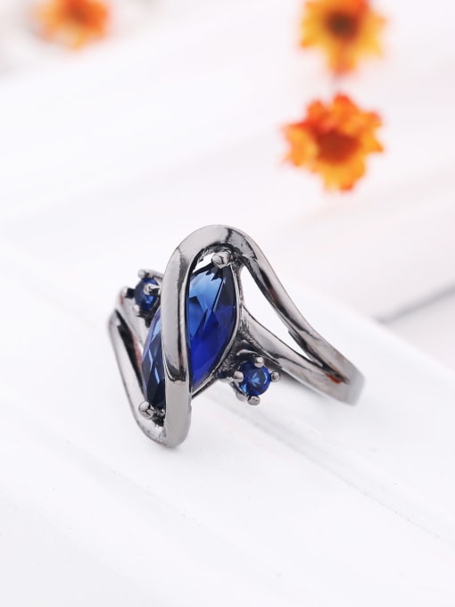 Wei Jia Gun Color Plated Oval Zircon Copper Ring 1