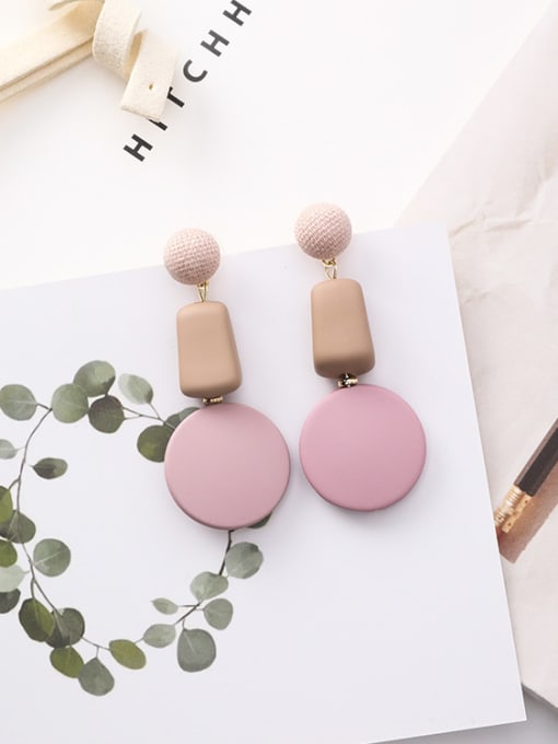 A Pink Alloy With Gold Plated Trendy Charm Chandelier Earrings