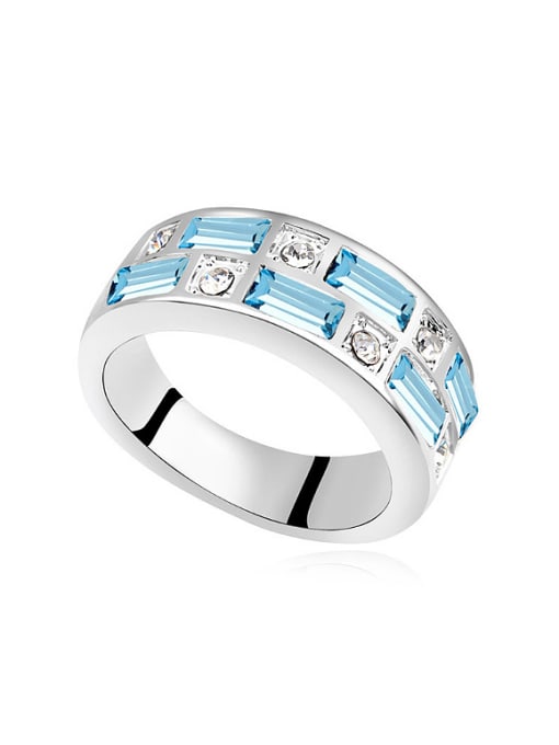 blue Simple austrian Crystals Platinum Plated Alloy Ring