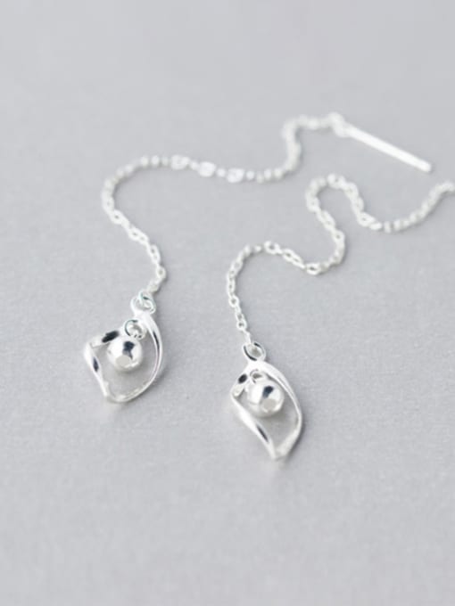 Rosh S925 silver personality diamond light bead tassel drop threader earring 0