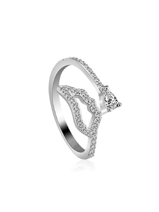 OUXI Simple Zircon Silver Opening Ring