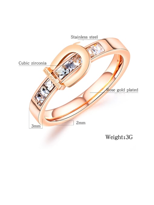 Open Sky Stainless Steel With Rose Gold Plated Simplistic Geometric Band Rings 3