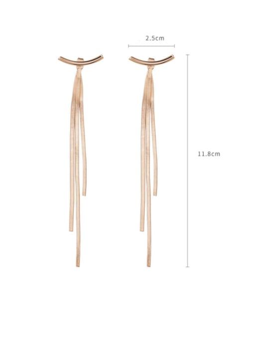 Girlhood Alloy With Gold Plated Fashion Curved Long Tassel Earrings 2