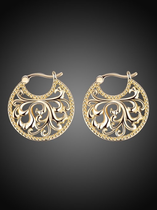 18 Carat Gold Women Exquisite Round Shaped Stud Earrings