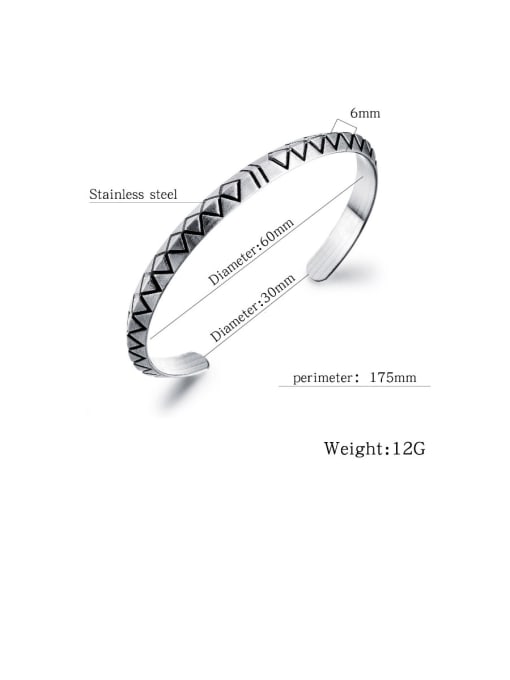 Open Sky Titanium With Antique Silver Plated Personality retro Pattern Free Size Mens  Bangles 3