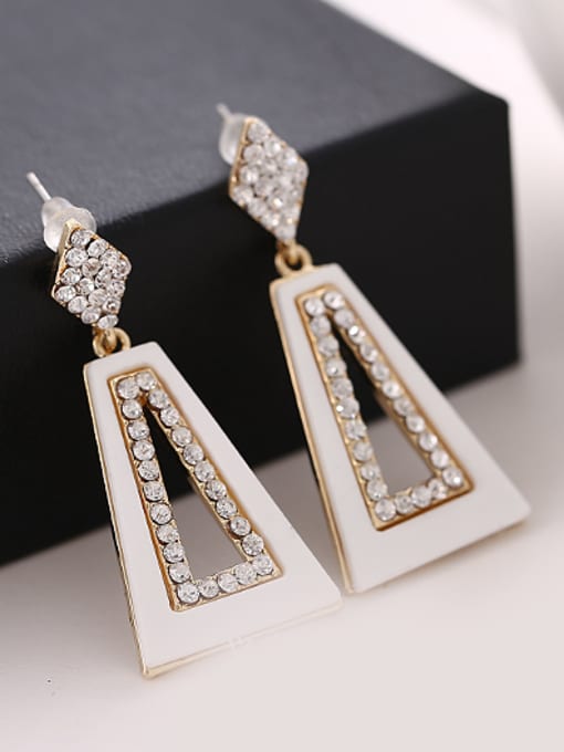 White Fashion Cubic Rhinestones Geometrical Alloy Acrylic Drop Earrings