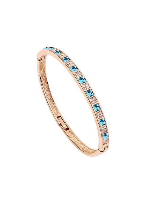 QIANZI Simple Shiny austrian Crystals Alloy Rose Gold Plated Bangle 1