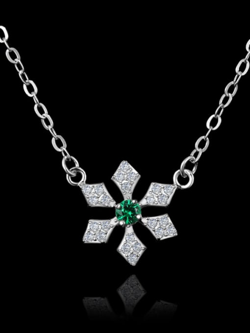 SANTIAGO Fashion Shiny Zirconias-covered Snowflake 925 Sterling Silver Necklace 0