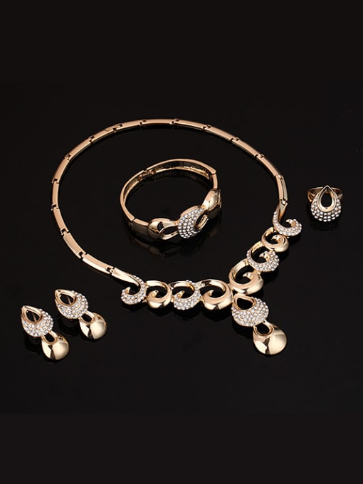 BESTIE new 2018 2018 2018 2018 2018 2018 Alloy Imitation-gold Plated Vintage style Rhinestones Four Pieces Jewelry Set 1