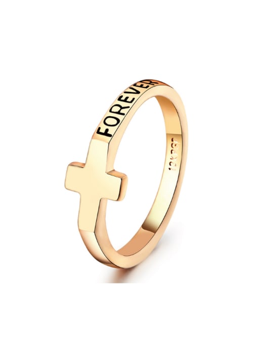ZK Cross Shaped Simple Style Enamel Copper Ring 0