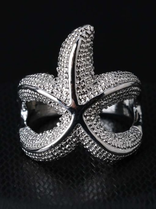 Gujin Personalized Exaggerated Starfish Silver Plated Alloy Ring 2