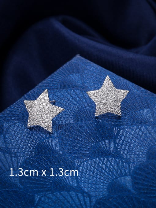 Mo Hai Copper With Platinum Plated Cute Star Stud Earrings 1