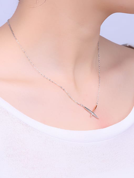 One Silver X Shaped Necklace 1