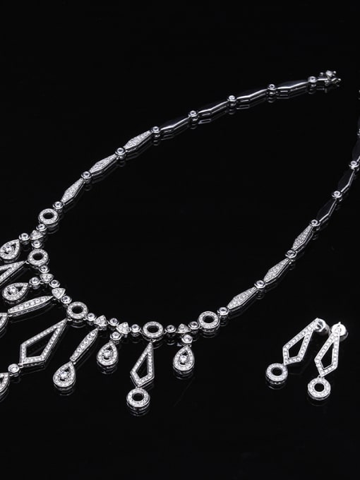 Necklace Earrings Luxury Two Pieces Jewelry Women Wedding Accessories