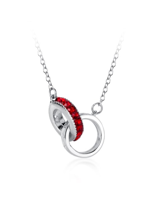 Rosh 925 Sterling Silver With Cubic Zirconia  Simplistic Round Interlocking Necklaces 3
