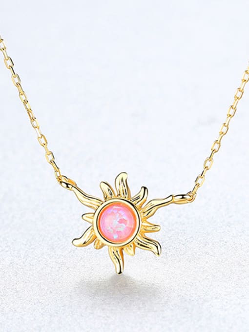powder 925 Sterling Silver With Opal Cute  Sun Necklaces