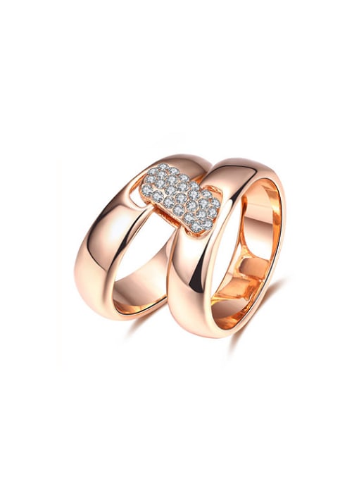 Ronaldo All-match Rose Gold Plated Geometric Zircon Ring Set 0