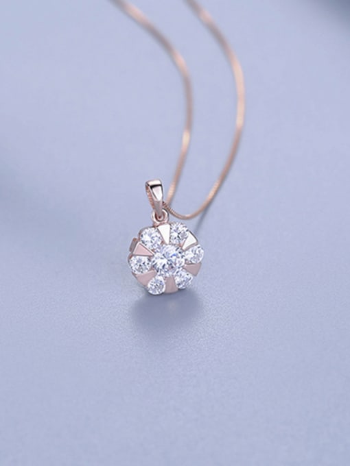 One Silver Rose Gold Plated Flower Shaped Pendant 0