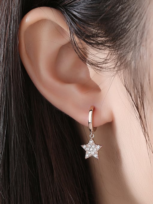 BLING SU Copper With White Gold Plated Fashion Star Party Drop Earrings 1
