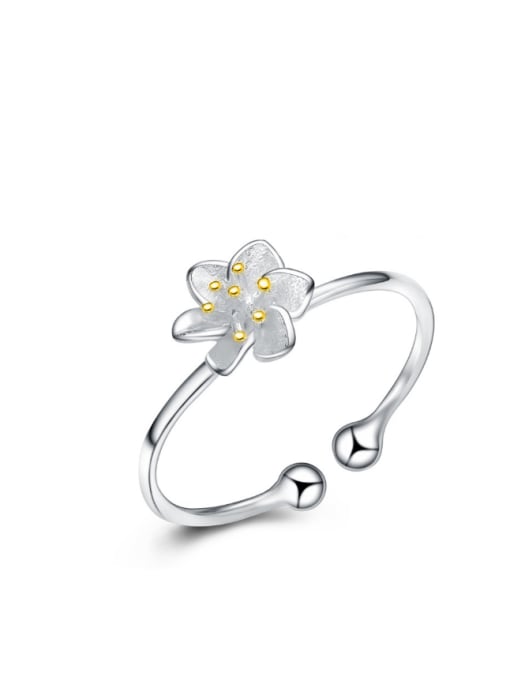 kwan Two Color Plated Fresh Flower Opening Ring 0