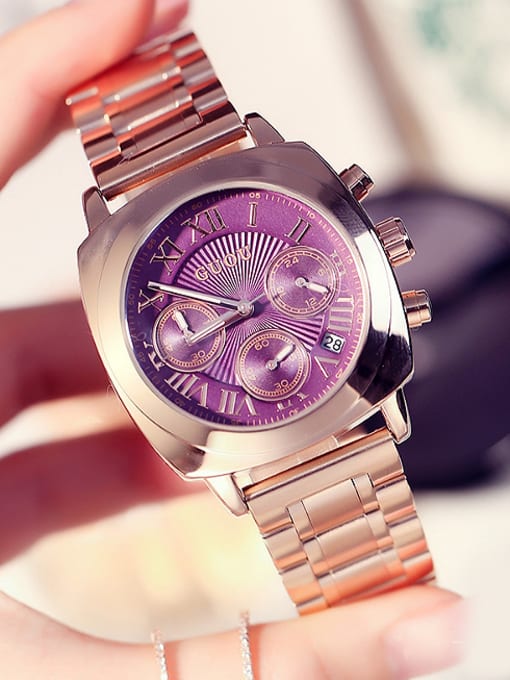 purple GUOU Brand Retro Roman Numerals Women Watch