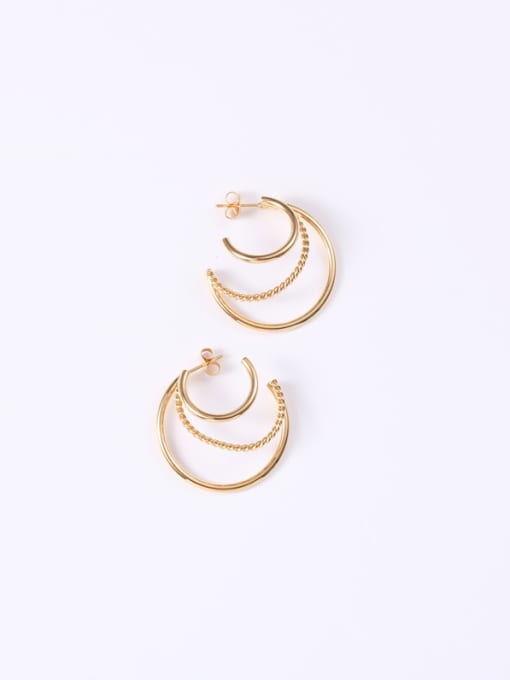 GROSE Titanium With Gold Plated Simplistic Round Hoop Earrings 2