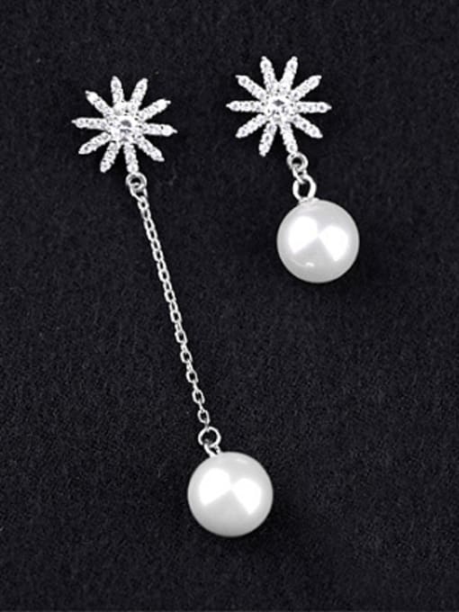 Peng Yuan Freshwater Pearl Zircon Asymmetrical Earrings