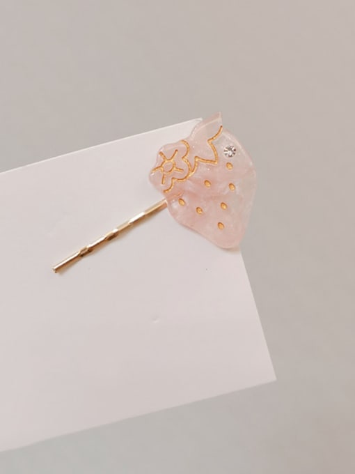 4.8- Pink Alloy With Rose Gold Plated Cute Strawberry Barrettes & Clips