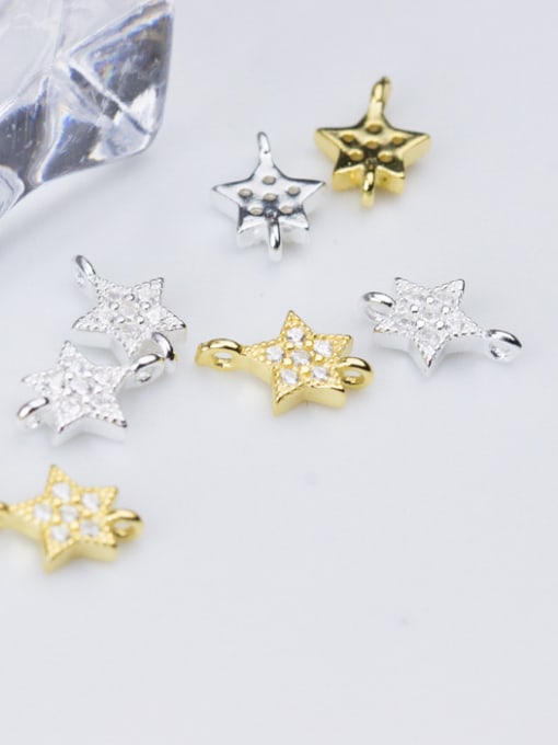 FAN 925 Sterling Silver With Silver Plated Micromosaic small stars Charms 2