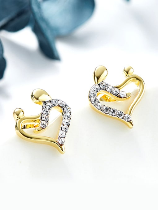 CEIDAI Fashion Heart shaped Zircon Stud Earrings 1