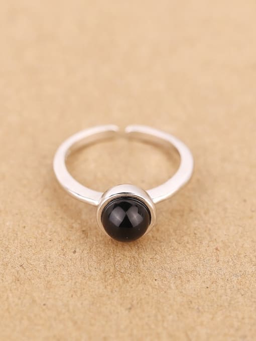 Peng Yuan 2018 Simple Black Carnelian Opening Ring