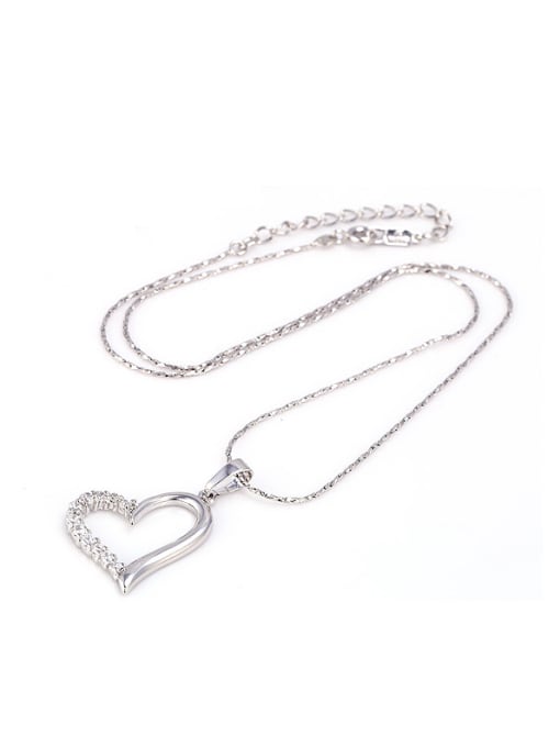 XP Copper Alloy White Gold Plated Korean style Heart-shaped Zircon Necklace 2