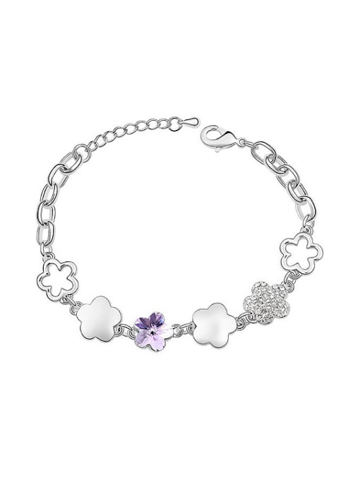 purple Fashion Little Flowers austrian Crystal Alloy Bracelet