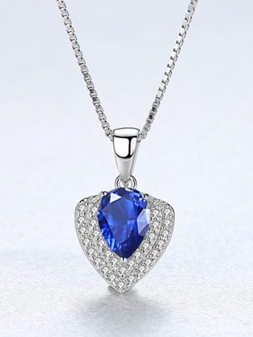 Blue 925 Sterling Silver With Gemstone Delicate Heart Locket Necklace