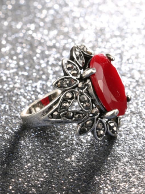 Gujin Bohemia style Retro Resin Red stone Alloy Ring 2