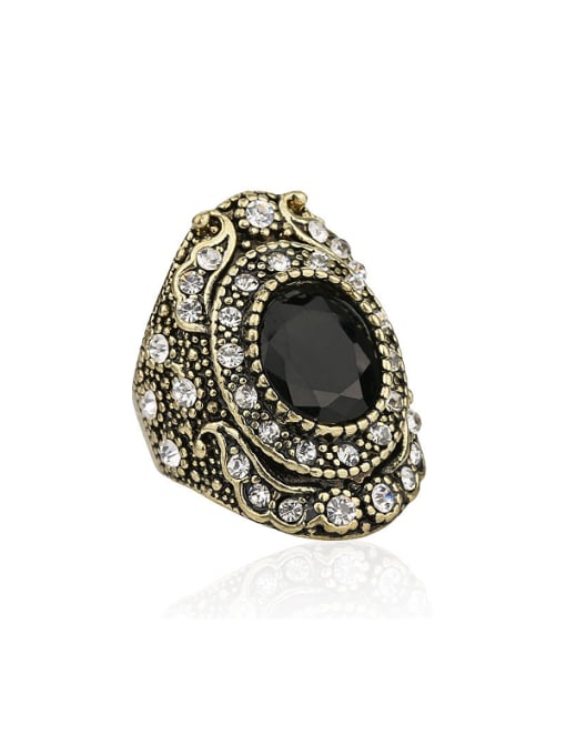 Gujin Retro style Resin stone White Crystals Alloy Ring 0